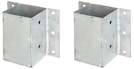 Alberts 208684 Pfostenträger für L- und U-Steine o. Mauern | zum Anschrauben | feuerverzinkt | 91 x 91 mm | 2er Set