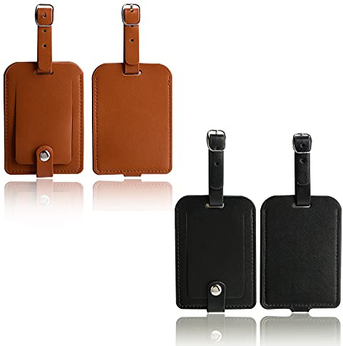 4er-Pack Gepäckanhänger, Kofferanhänger Gepäckanhänger Reise Koffer Tags Geeignet für Reisender Geschäftsmann(Braun+Schwarz)