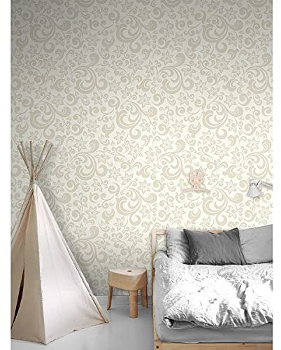 Coloray Le Papier Peint Meuble Chambre Salon Cuisine 250x104cm Muraux Décoration LatexMuralo Papiers Peints - Léger beige baroque