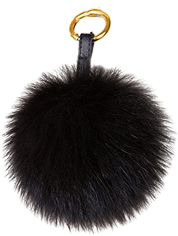 feifanshop Damen Fuchspelz Pom Pom Ball Echtfell Fell Pelz Bommel Schlüsselanhänger Taschenanhänger Schlüssel- Taschen- Fellanhänger Pelz-Anhänger für Handtaschen, Rückspiegel im Auto