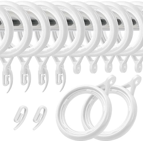 WCIC 32 Stück Gardinenhaken Kunststoff Vorhangringe Duschvorhangringe, 40mm Innendurchmesser für Fenstervorhang Bettvorhang Duschvorhang, Gardinenhaken zum Einhängen