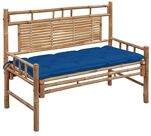 Catherinol Gartenbank mit Auflage, Outer Banks, Balkonmöbel, Gartenmöbel, Friesenbank, Parkbank, Bank Garten, Sitzbank, Bänke, Hochzeitsbank, Garden Bench120 cm Bambus