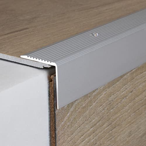PROVISTON | Treppenkante | Aluminium | Dunkelgrau | Breite 30 mm | Höhe 30 mm | Länge 2700 mm | Gebohrt | Treppenkantenprofil | Treppenwinkel | Winkelprofil | Kombiwinkel | 1 Stück