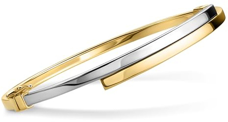 Orovi Zweifarbiges Damenarmband mit zwei Stränden in Gelbgold, Gold und Weiß, Armband aus 9 Karat (375) Gold, Damenarmband für besondere Anlässe