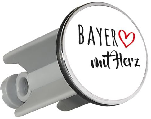 Huuraa Waschbeckenstöpsel Bayer mit Herz Geschenk 4cm für Waschbecken Abflussstopfen Bayer Geschenkidee