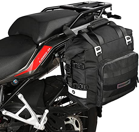 Rhinowalk Motorcycle Saddlebag Waterproof Motor Luggage Pack Quick Release Motorbike Side Bag 20L Fits Most Adventure and Sports Bike Motorcycle Racks(Black, 1 Pack)