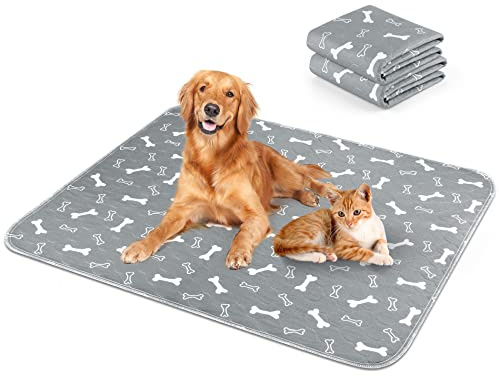 Waschbar Haustier-Urinunterlage, Hygieneunterlagen für Haustier, 90*80cm Wasserdichter Haustier Matte Epoxy Rutschfester Trainingseinlagen für Welpen für Hunde, Katzen, Meerschweinchen - Grau 2pc