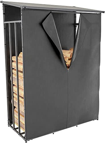CLP Abri D'Extérieur pour Bois De Chauffage Ruston avec Bâche De Protection I Range Bûches en Aluminium I Eléments De Stockage, Taille:L