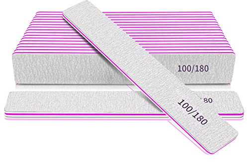 Nagelfeile 100/180er Körnung für Nägel, 12 Stück Nagelfeilen für Gelnägel Acrylnagel Naturnägel, Waschbare Nagel Feilen für Frauen, Schmirgelbrett Nagelfeilen Profi Polnischen Maniküre Nagelkunst