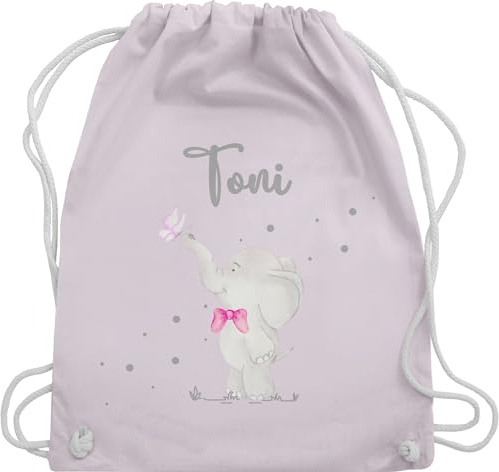 Turnbeutel Rucksack - Tiere - Süßer Elefant mit Name personalisiert I Süße Elefanten Geschenk Elefantenliebhaber - Unisize - Pastell Rosa - kindergarten beutel
