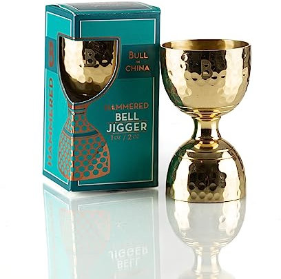 100% Brass Hammered Bell Double Jigger for Bartending|2 oz 1 oz Jiggers Shot Pourer Measuring Tool|Bar Tools|Cocktail Alcohol Measuring Cup|Liquid Measuring Tool