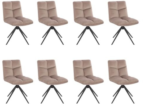 Home Deluxe - Esszimmerstuhl NODA - 8er Set, Farbe: Samt Hellbraun - 360 Grad drehbar, weiche Polsterung, bis 120 kg belastbar I Küchenstuhl Speisestühle Esszimmerstühle
