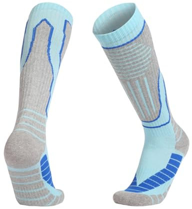 VKEID Skisocken Warme, rutschfeste Skisocken, Outdoor-Sporthandtuch unten, verdickte Hochsport-Bergsteigersocken Outdoor Sportsocken (Color : Blue, Size : One Size)