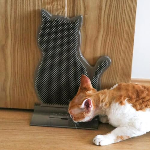 Katzenbürste PE Massagebürste mit Katzenminze Katze Selbstpflege Bürste Massagen Kitzeln Türbürste Juckreiz Werkzeug Katzenform Kammbürste Reibbürste Katze Kitzel-Spielzeug für Wand Tür Möbel Ecke