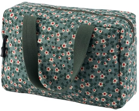 Jiliyote Grande trousse de toilette en velours côtelé pour femme - Trousse de toilette en velours côtelé - Trousse de toilette de voyage pour femme, Vert-A.