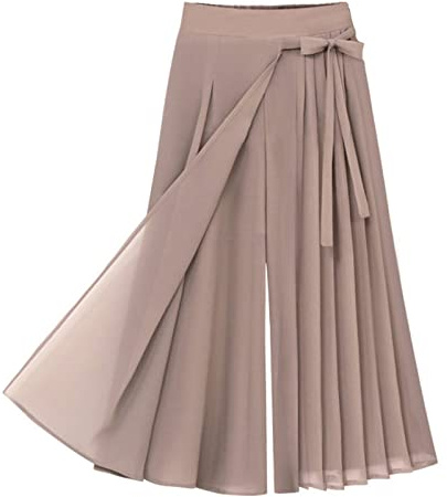 Damen hosen Damen-Plisseehose Chiffon, große Größe, elastische Taille, Freizeithose, Hosenrock Hosen Damen Elegant Festlich mit Bluse für Geschäftsessen Formelle Abendessen Hochzeiten Partys in der Re