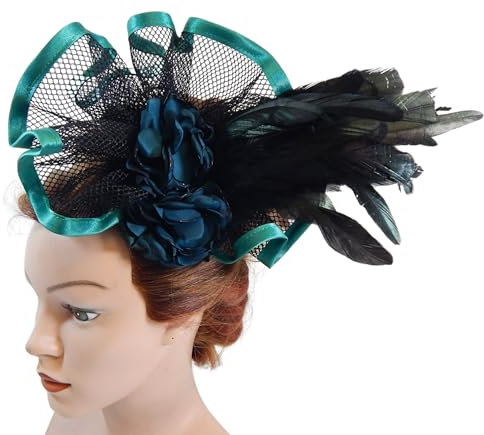 extravaganter Fascinator, grüner Damenhut, Cocktail Hut, Hochzeit Haarschmuck, Kostüm Headpiece, Anlasshut, Burlesque Outfit, Minihat, Haarschmuck, Nashimiron Design