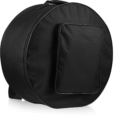 Mikinona Schwarze Snare Drum Tragetasche aus Nylon mit Rundform und Handgriff zum Schutz und Transport von 13-14 Zoll Instrumenten für Musiker Unterwegs