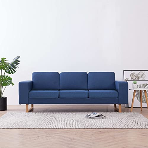 Homgoday 3-Sitzer-Sofa Gästesofa Modern Sofa Couch mit Rückenlehne Armlehne Stoffsofa Sitzsofa Sitzmöbel fürs Wohnzimmer SchlafzimmerStoff Blau