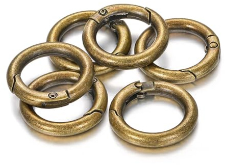 Wisafory Karabinerhaken Metall mit Verschiedene Größen Runde Karabiner Zinklegierung Ring Clip Schlüsselbund für DIY, Handwerk, Schlüsselanhänger, Tasche, Schmuck, Schultergurt Bronze 25mm*5 Stück