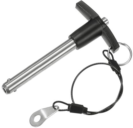 M METERXITY Goupille de Verrouillage de Poignée T, 10mm Diamètre, 60mm Long d'Utilisation Bouton-Poussoir Goupilles Verrouillage à Dégagement Rapide avec Câble Longe [Acier Inoxydable 304]