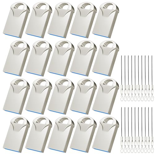 EASTBULL Mini Metal Flash Drive Bulk 4GB Small USB 20 Pack with Lanyards USB 2.0 Thumb Drive Bulk Jump Drive Pen Drive Memory Stick for Storage and Backup 4GB 20 Pack, Metal