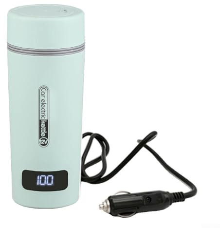 Bouilloire électrique pour voiture avec écran tactile LED - Solution sûre et rapide de chauffage de l'eau - 500 ml - Vert