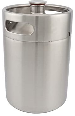 Bierfass 2L / 5L Mini Fass Bierfass Unter Druck stehende Growler Edelstahl Tragbare Bierflasche Brauzubehör(2L)