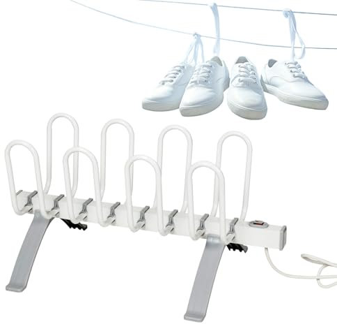Aredwhiterui Electric Shoe/Glove/Sock Drying Rack, 45~55℃ Heated Boot Rack, 4 Pairs of Shoes Capacity, Silent Running, Aluminum Alloy Shoe Rack for Home/RV