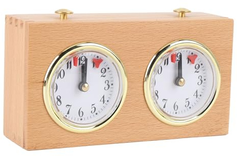 Horloge D'échecs Rétro en Bois Analogique avec Conception D'entraînement Mécanique, Haute Précision, Structure Stable, Outils de Chronométrage de Compétition, Pas Besoin de