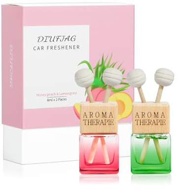 DIUFJAG Auto Duft Lufterfrischer - Honey Peach Lemongrass Pfirsich Zitronengras Auto Parfüm Car Air Freshener 2Pcs 8ml