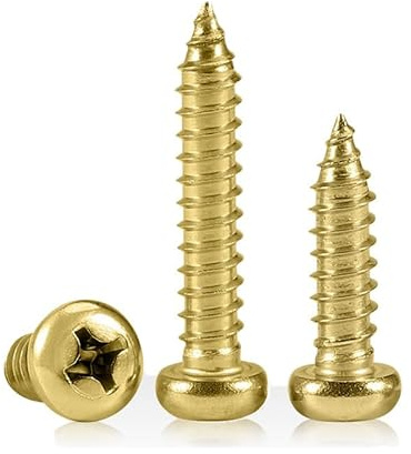 ORANXIN M3 x 6mm 50 Pcs Brass Cross Round Head Wood Screws Self Tapping Screws Copper Full Thread Drilling Screw Fasteners