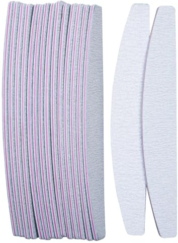 16Pcs Washable Professional Nail Files, 100/180 Grit Double Sided Nail Files for Gel Natural and Acrylic Nails, Half-Moon Fingernail File Nails Buffing Block Pet Grooming Tools Manicure Tools