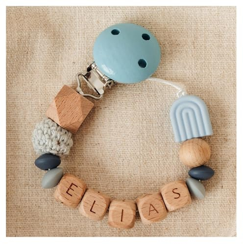 Storchenkind® – Liebevolles, handgemachtes Babyaccessoire, personalisiert mit Namen (hellblau)