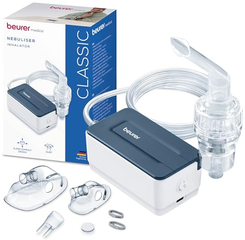 Beurer IH 15 Aerosol a Compressore per vie respiratorie superiori e inferiori, Nebulizzatore Compatto e Leggero, uso quotidiano facile e veloce, ottimale in viaggio, Pulizia Igienica, con accessori