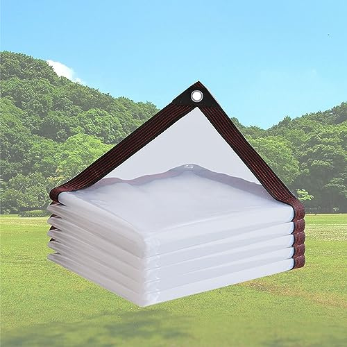Telone trasparente extra resistente, 6 x 6 m, impermeabile, con occhielli, ideale per uso esterno, coperture per barche, telo in plastica resistente alle intemperie, per casa e marina