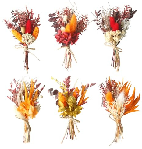 6 mazzi di fiori secchi mini fiori secchi reali per artigianato boho bouquet di fiori secchi rosso piccolo bouquet fatto a mano secchi fai da te fiori secchi decorazione floreale per cornici
