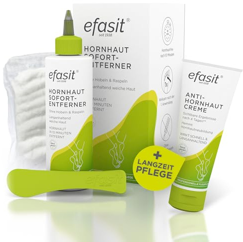 efasit Hornhaut Sofort-Entferner, 200 ml & efasit Anti-Hornhaut Creme, 75ml | Komplett-Set zur Hornhautentfernung: Tinktur-Set zum Aufweichen und Creme für die anschließende und vorbeugende Pflege