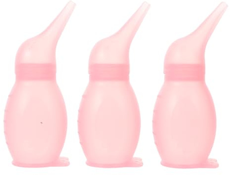 OSOLADY 3 St Nässugare Manuell Näsrengörare med Avtagbar Sugmunstycke för Nyfödda Rosa och Hygienisk Näskongestionslindring för Pojke