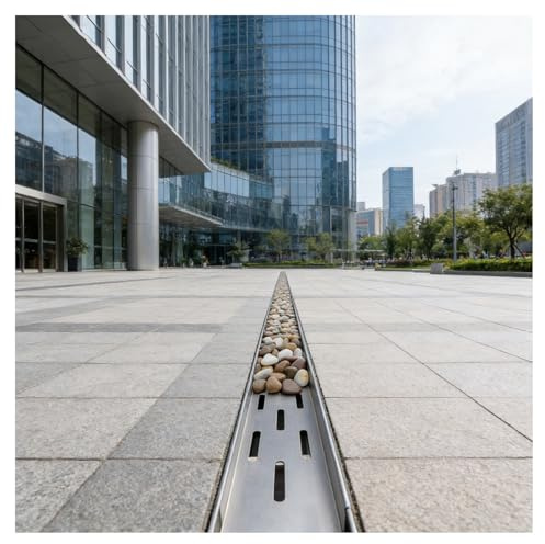 ZXCASDF Canale di drenaggio Stretto in Acciaio Inox 304，canaletta scolo Acqua piovana Robusto，Canale di Drenaggio Esterno con Griglia in Acciaio Inossidabile Rimovibile(H15*W6.5CM/H5.91*W2.56IN)