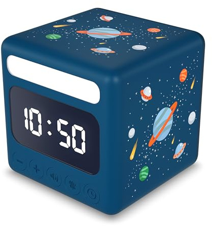 Cander Berlin MND 1010 A Kinderwecker Weltraummotiv lautlos Licht Snooze Beleuchtung ohne Ticken LCD- Display Mädchen Jungen Kinderzimmer