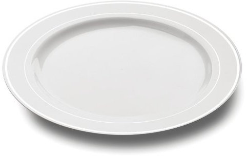 MOZAIK 20 White Silver Rim Plastic Plates 19cm