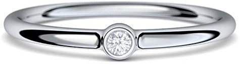 Vorsteckring Verlobungsring Weißgold Ring Diamant 585 + inkl. Luxusetui + Diamant Ring Weißgold Diamantring Weißgold 0,04 Carat SI1/H (Weißgold 585) - Slick one Amoonic KA11 WG585BRFA56
