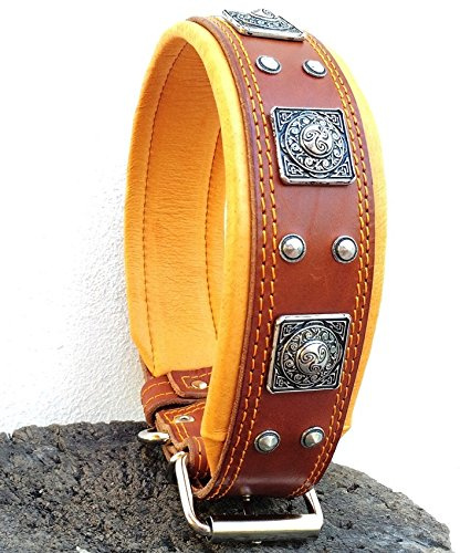 Bestia™ Eros Echtleder Hundehalsband für große Hunde. 100% Leder. | Größe XL- 57,5 bis 67,5 cm Halsumfang, Braun, 6,3 cm breit