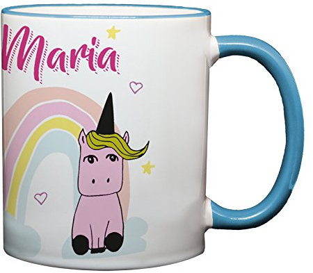 Ma2ca® Namenstasse Einhorn Kindertasse mit Namen Becher Tasse Tasse Becher-Rand_hellblau