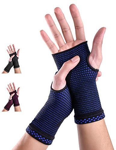 ABYON Wrist Supports 2 Pack for Left and Right Hand, Wrist Brace Compression Sleeves for Carpal Tunnel and Wrist Pain Relief, Tendonitis, Arthritis, Sports, Typing