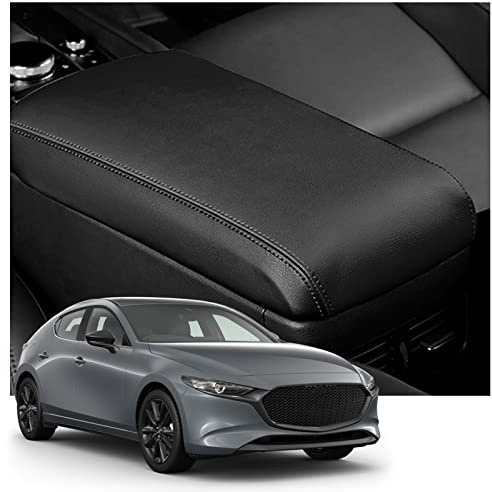 YEE PIN Mazda3 Housse d'accoudoir Central pour Mazda 3 SkyActiv 2019-2022 2023- Housse de Protection en Cuir pour accoudoirs de Console Centrale