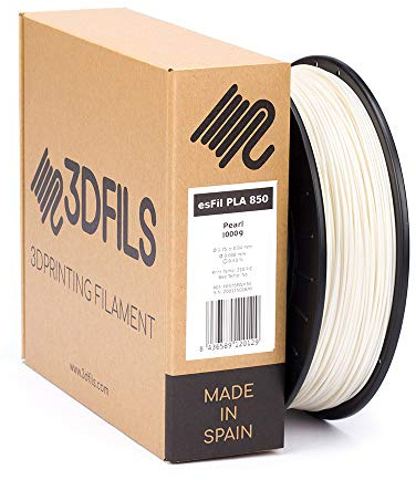 3DFILS - Filamento PLA para impresión 3D esFil PLA INGEO 3D850: 1.75 mm, 1 Kg, Blanco Perla