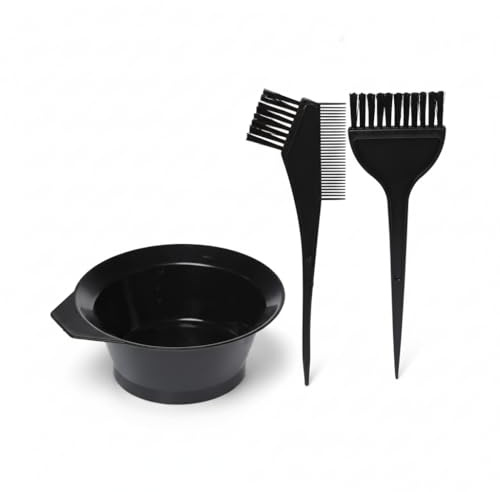 Hair Dye Set 3 Pcs Black Hair Colouring Tools Kit,Brush Double sided Coloring Comb and Bleach Mixing Bowl Hairdressing & Highlighting DIY Salon