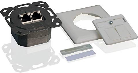 Helos Anschlussdose, Cat 6A (EIA/TIA), AP/UP, 2 Port, vertikal, reinweiß